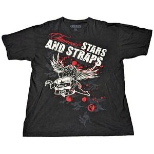FAMOUS STARS AND STRAPS Men Size XL Black‎ Cotton CHERUB Graphic Print T-Shirt